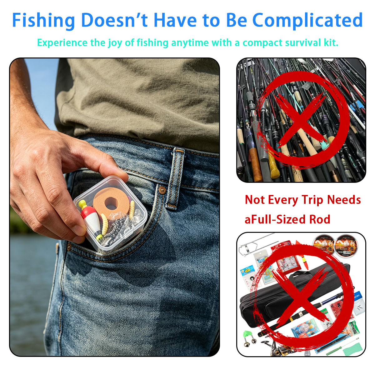 Fishing Lure Making Kit - Portable Emergency Fishing Gear Set，Portable Outdoor