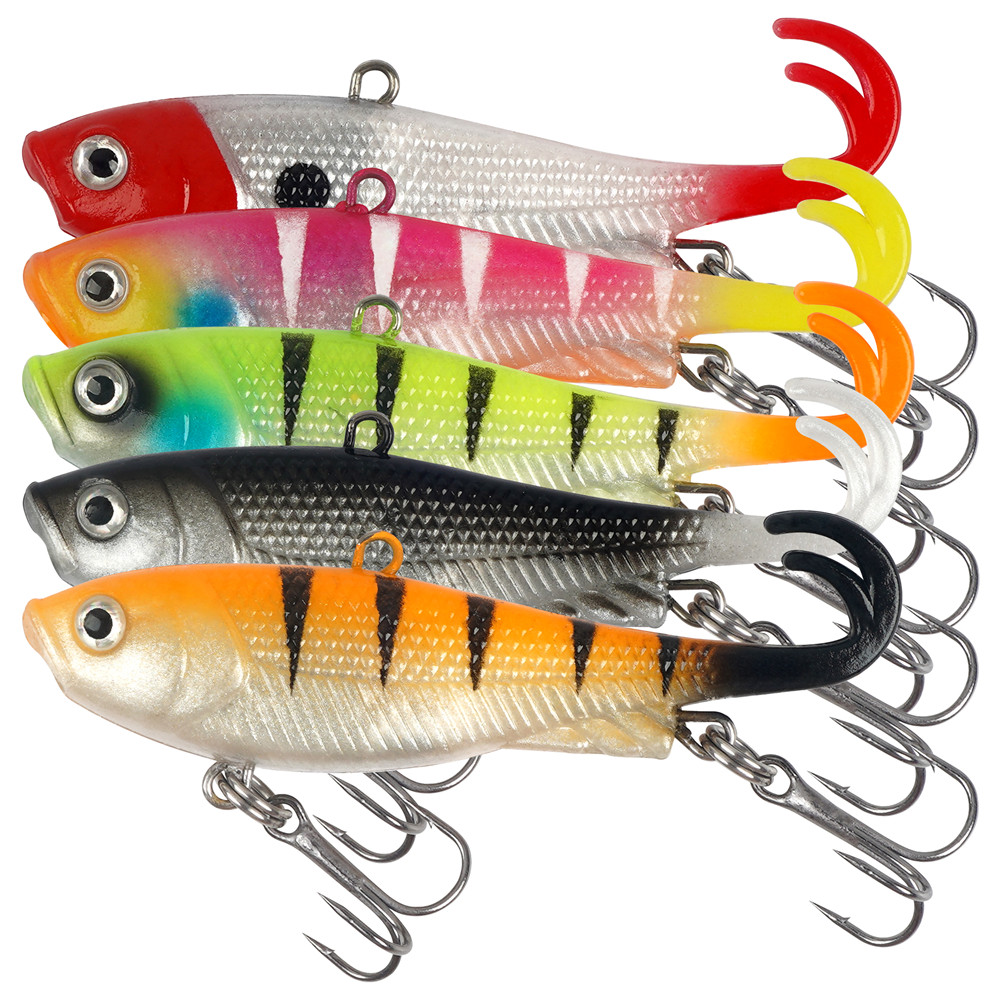 5Pcs Pre-Rigged Jig Head Wobbl - Fishing Lure Swimbait 评论和价格