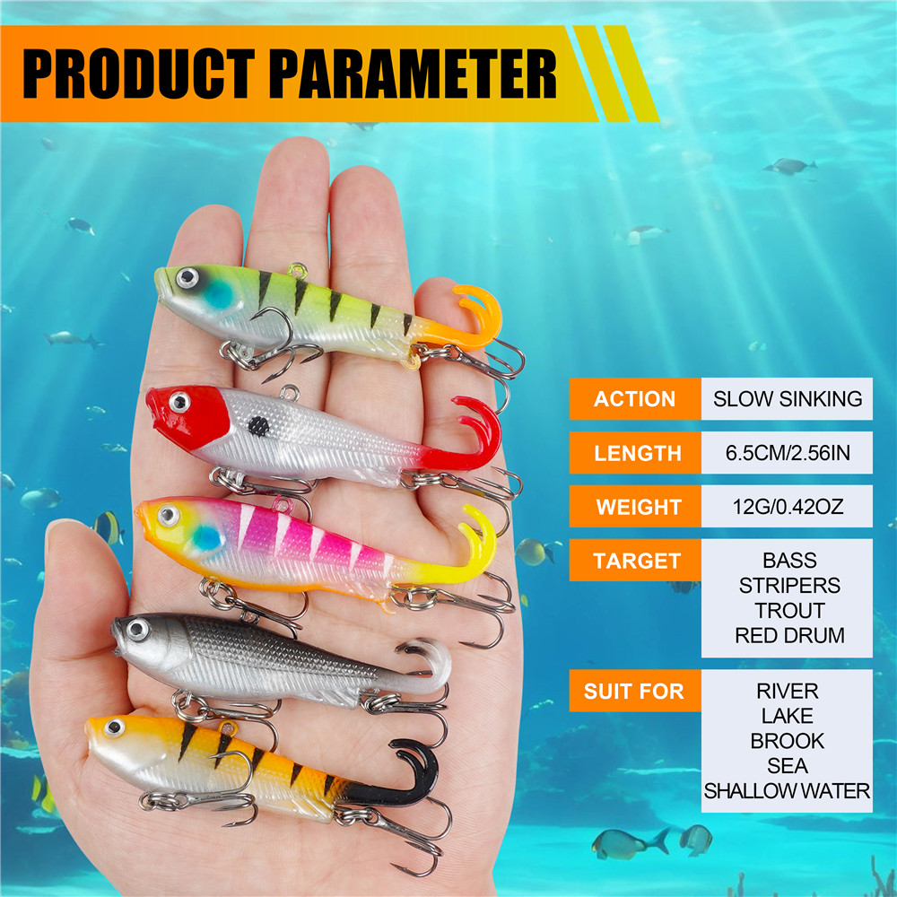 5Pcs Pre-Rigged Jig Head Wobbl - Fishing Lure Swimbait 评论和价格