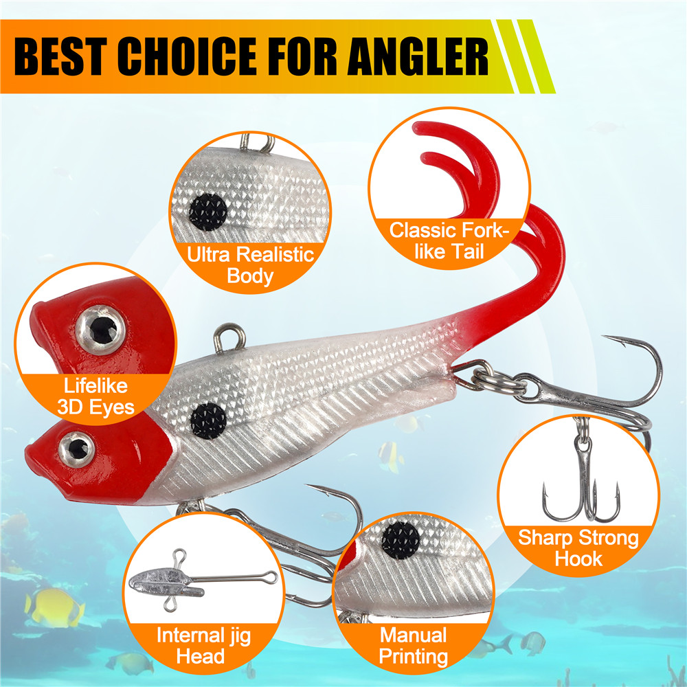 5Pcs Pre-Rigged Jig Head Wobbl - Fishing Lure Swimbait 评论和价格